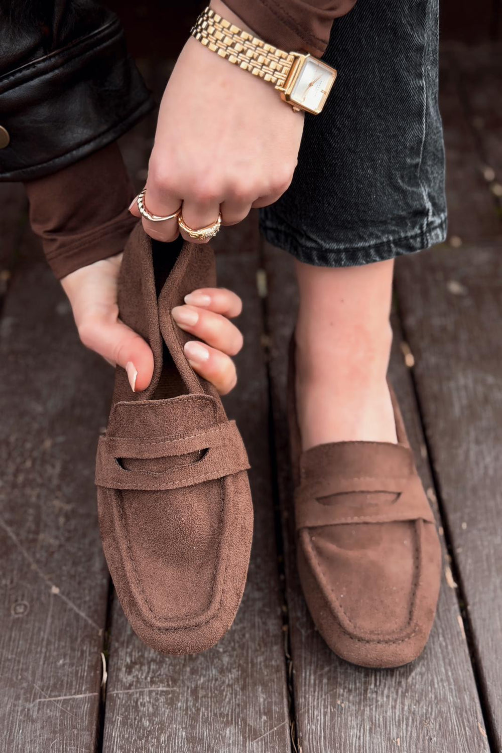Orvino Acıkahve Süet Günlük Kadın Babet - ILOVESHOES
