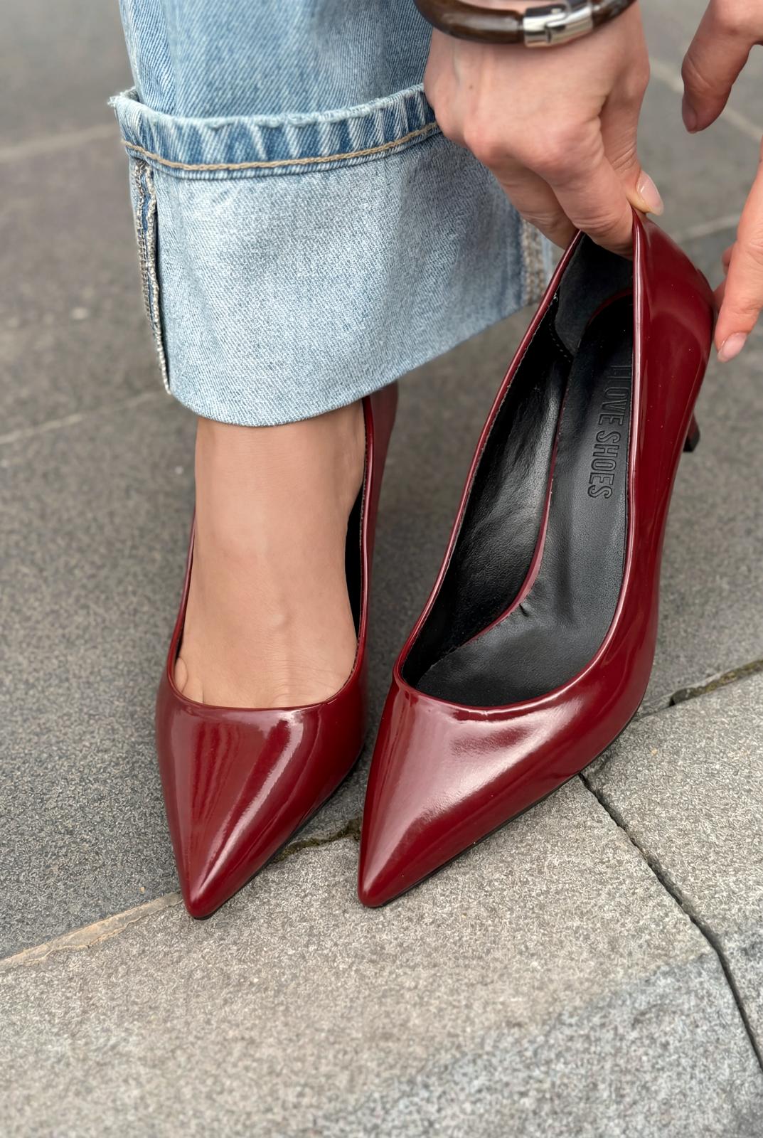 Delvion Bordo Rugan Kadın Stiletto - ILOVESHOES