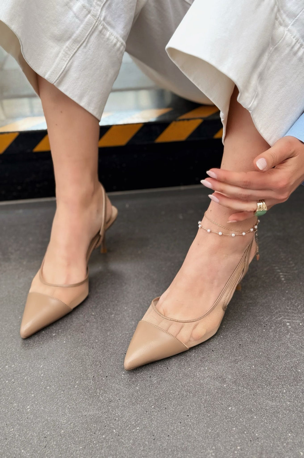 Rensi Mat Deri Kahverengi File Detaylı Stiletto - ILOVESHOES