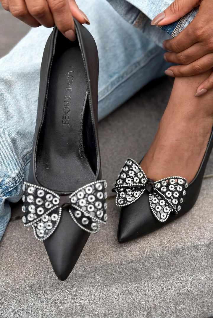 Sorexa Siyah Mat Deri Kadın Stiletto - ILOVESHOES