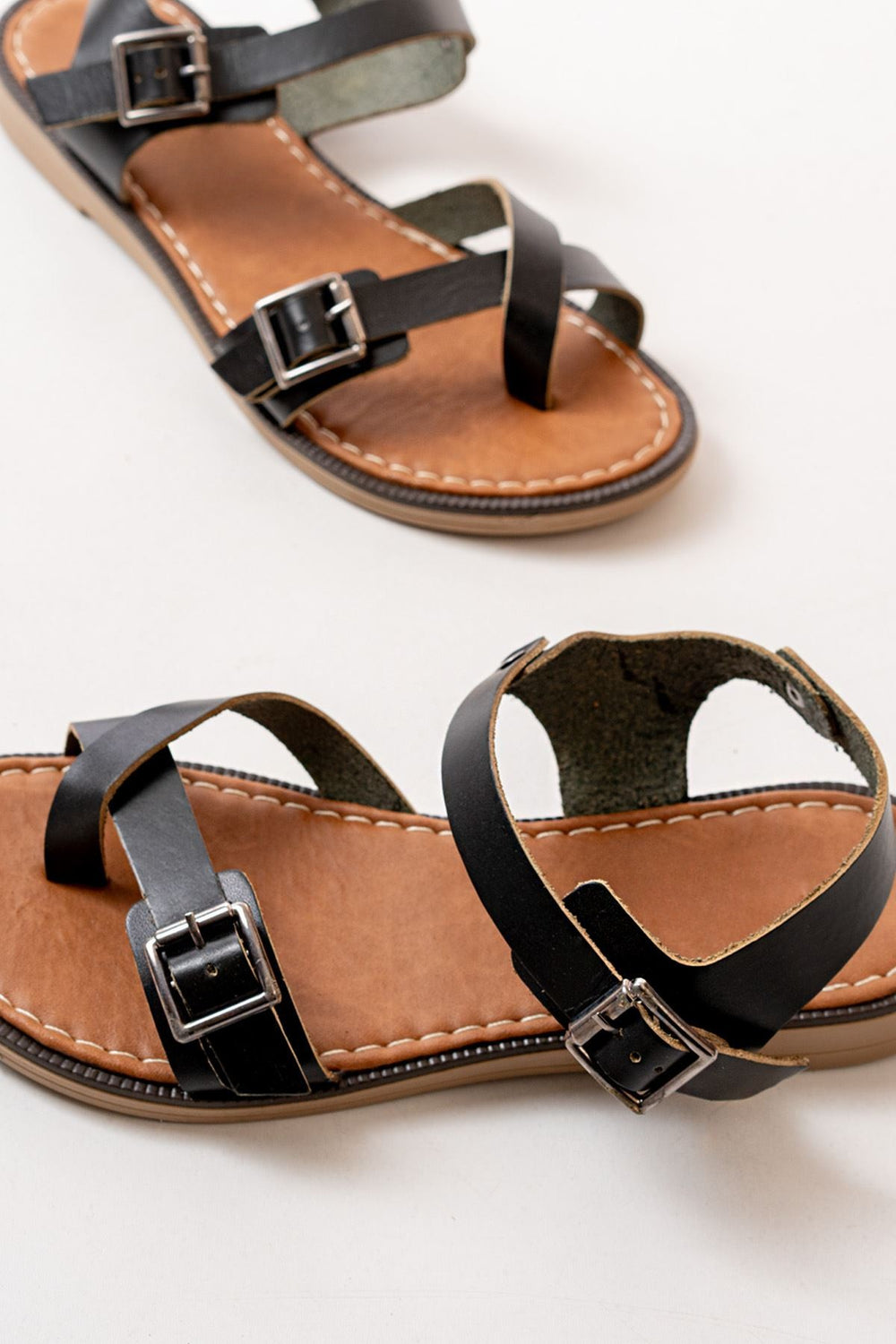 Passilya Hakiki Deri Siyah Kadın Sandalet - ILOVESHOES