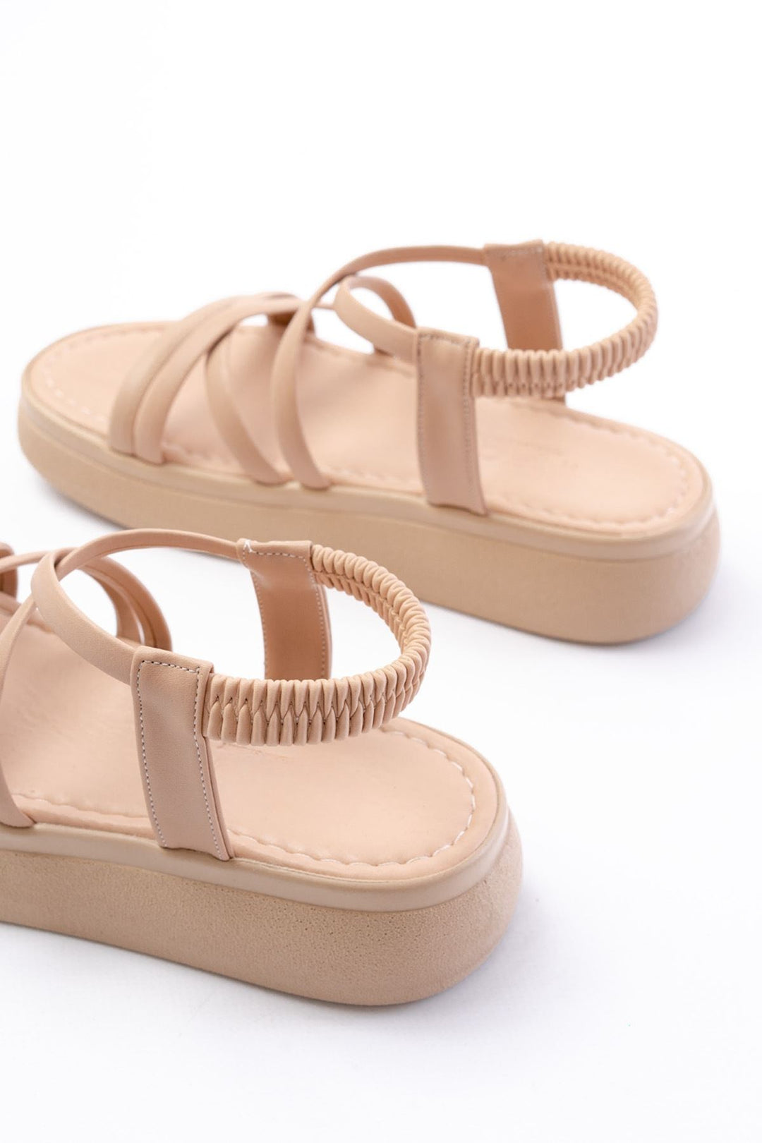 Herilva Mat Nude Çapraz Bantlı Kadın Sandalet - ILOVESHOES