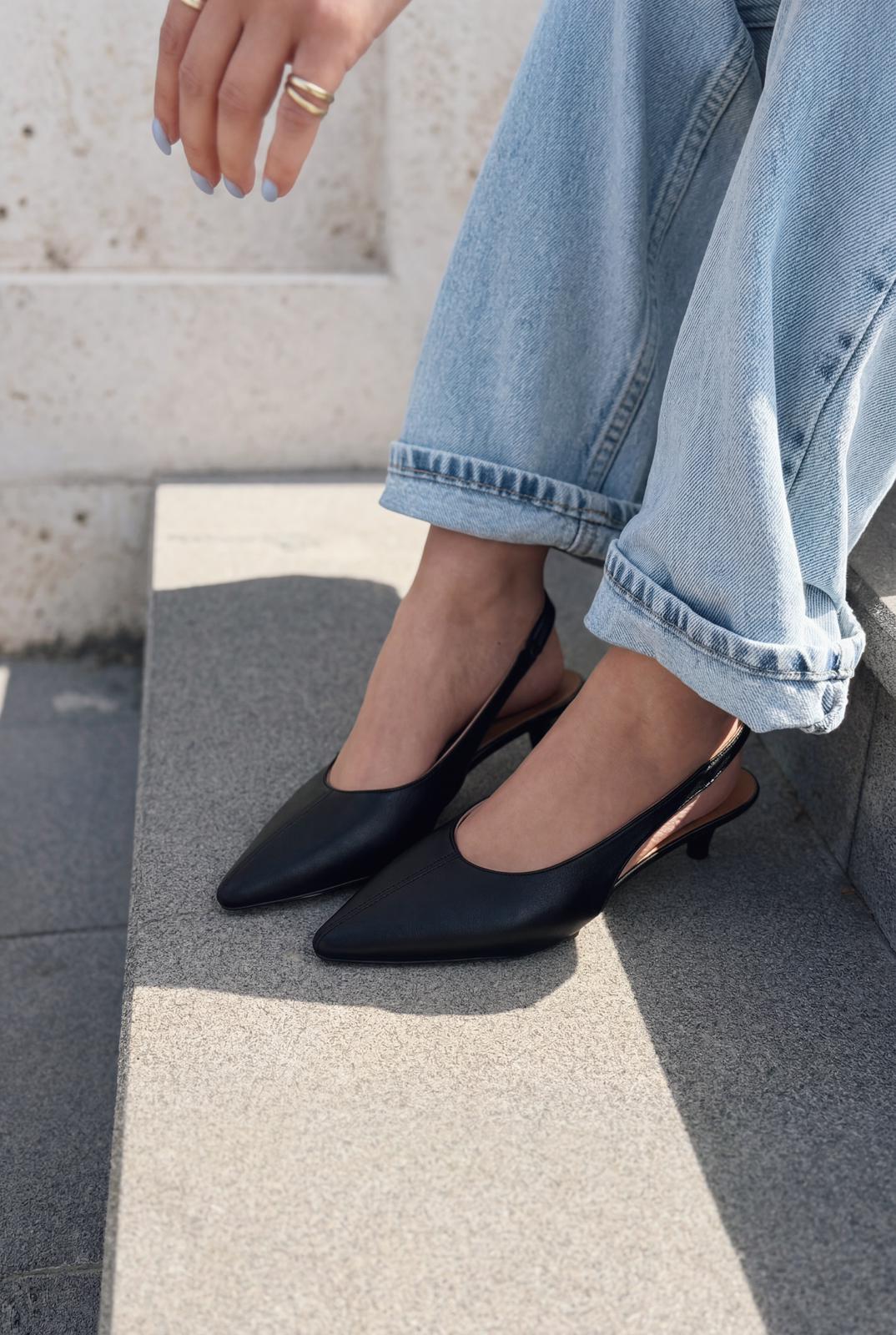 Selor Hakiki Deri Siyah Mat Deri Kadın Stiletto - ILOVESHOES