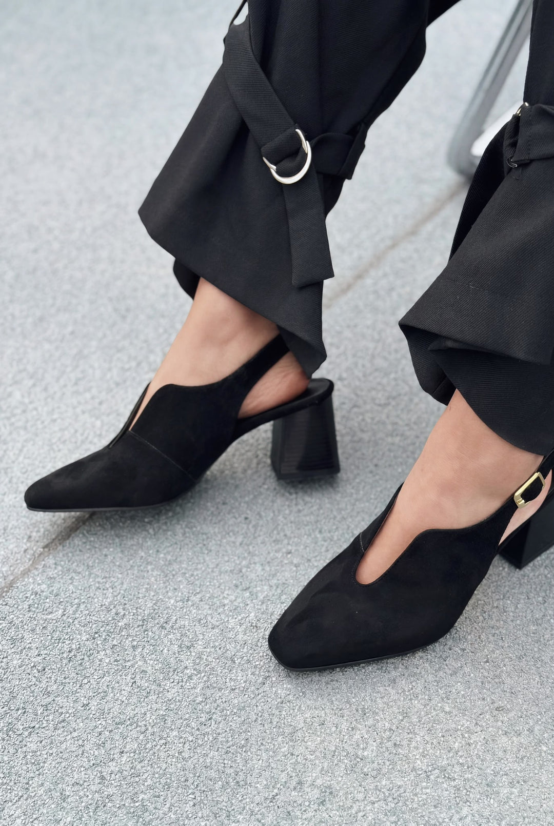 Pelora Siyah Süet Kadın Topuklu Ayakkabı - ILOVESHOES