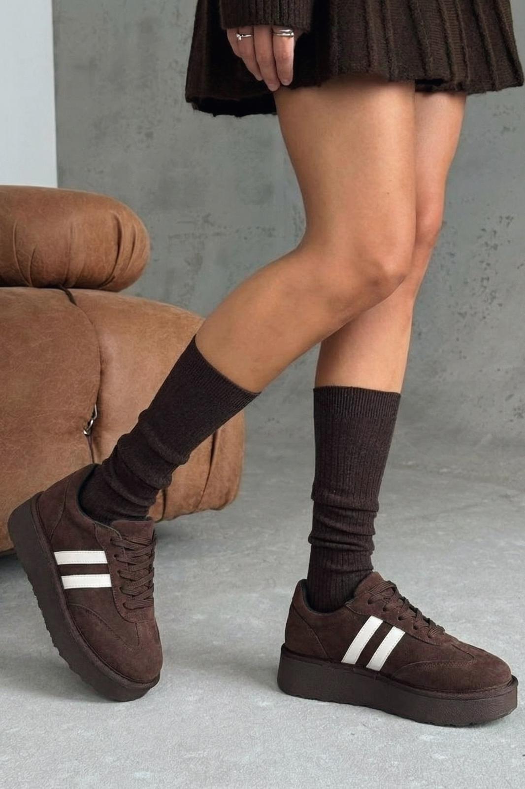 Vireo Kadın Spor Ayakkabı Acıkahve Süet - ILOVESHOES