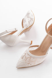 Vilsa Dantel Detaylı Beyaz Stiletto - ILOVESHOES