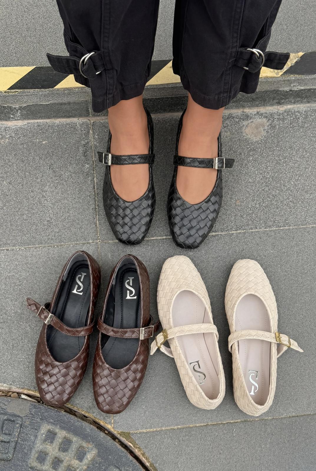 Vespera Kadın Babet Siyah Mat Deri - ILOVESHOES