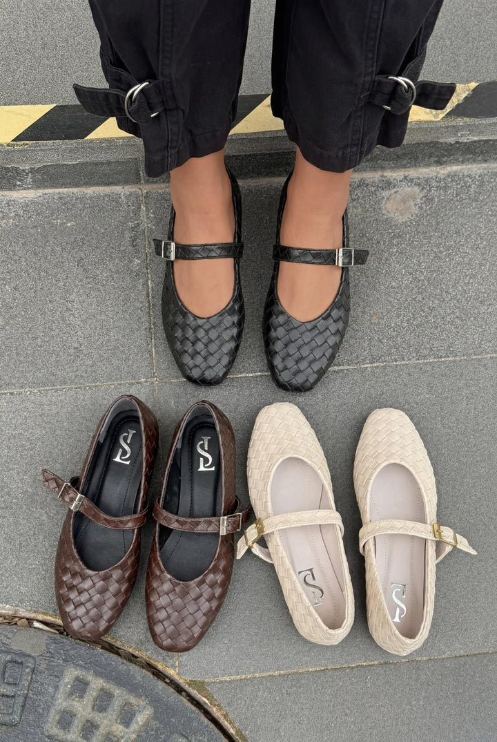 Vespera Kadın Babet Siyah Mat Deri - ILOVESHOES