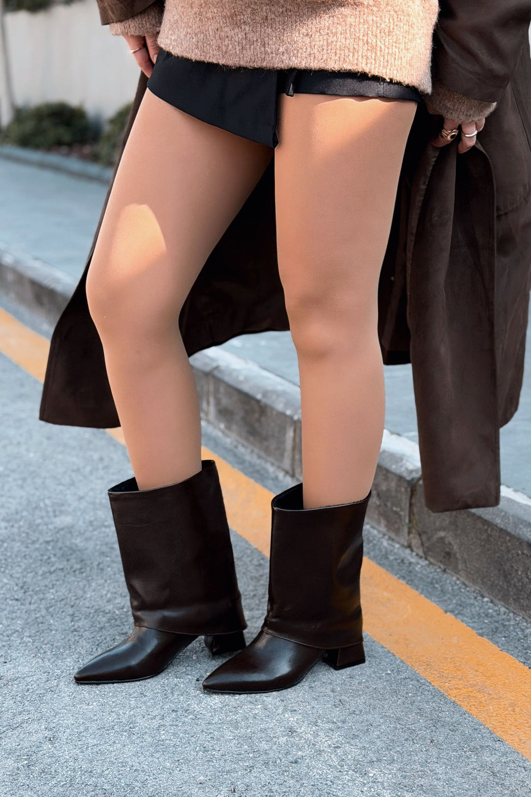 Ovelle Kadın Topuklu Bot Acıkahve Parlak Deri - ILOVESHOES