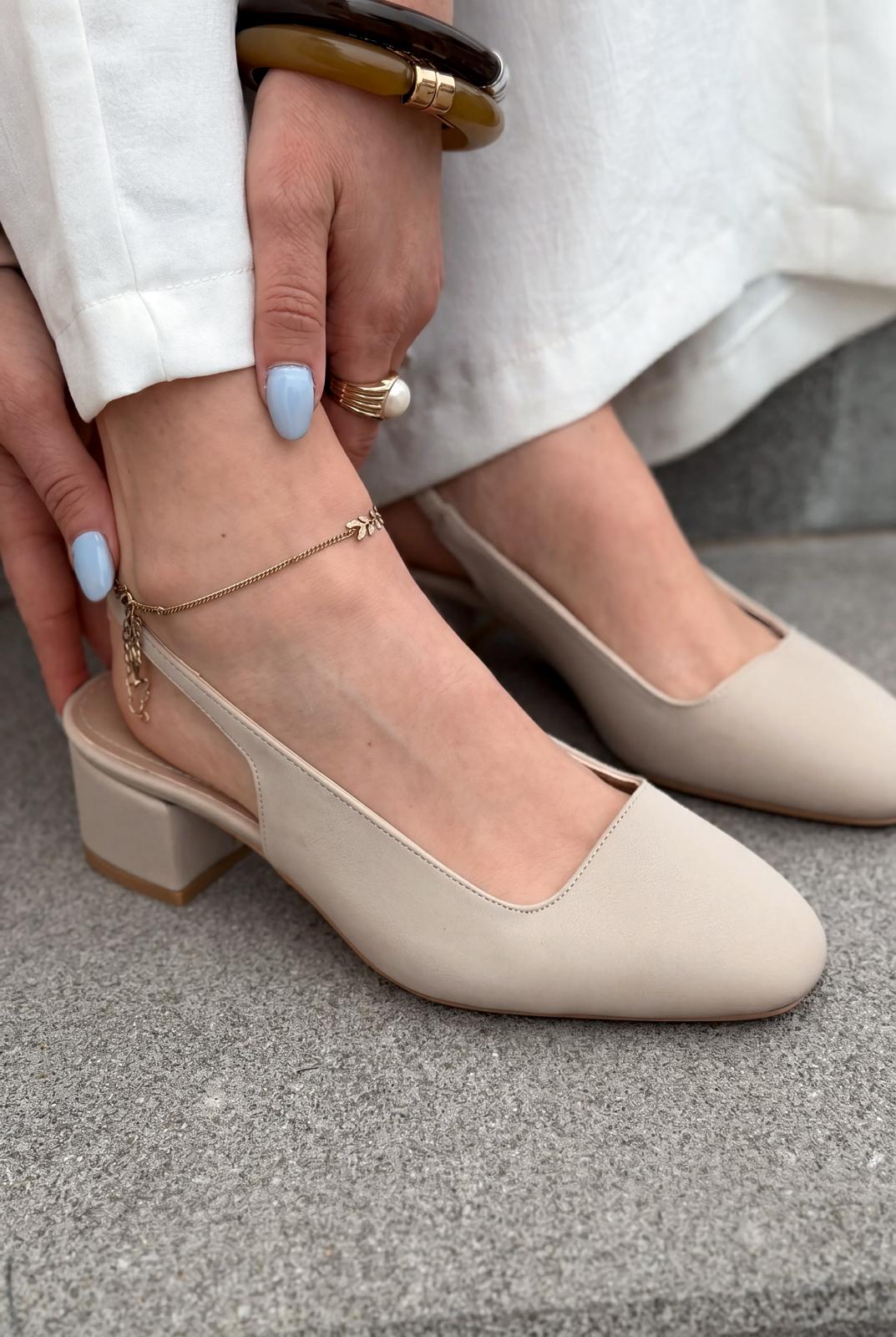 Solen Bej Saten Kadın Mary Jane - ILOVESHOES