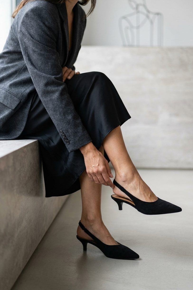 Selor Hakiki Deri Siyah Süet Kadın Stiletto - ILOVESHOES