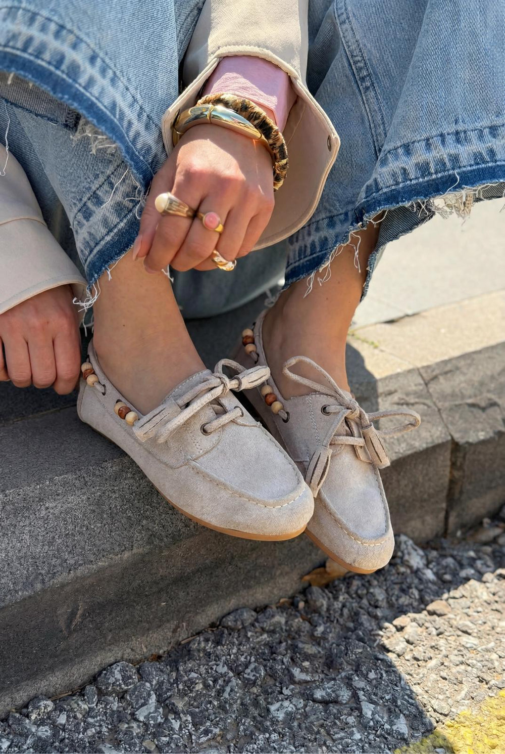 Brion Kadın Oxford Ayakkabı Bej Süet - ILOVESHOES
