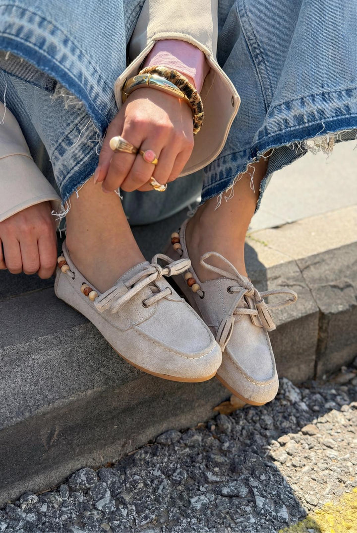 Brion Kadın Oxford Ayakkabı Bej Süet - ILOVESHOES