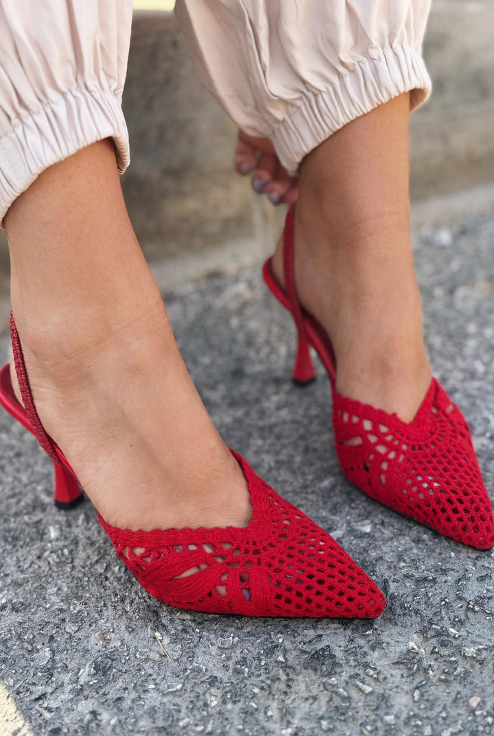 Brina Kırmızı Dantel Kadın Stiletto