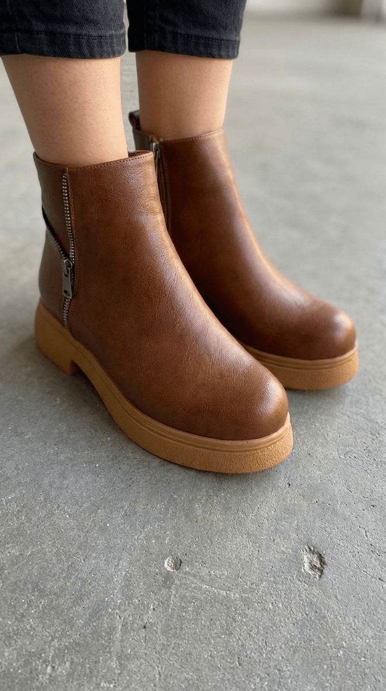 Talvera Kadın Bot Taba Mat Deri - ILOVESHOES