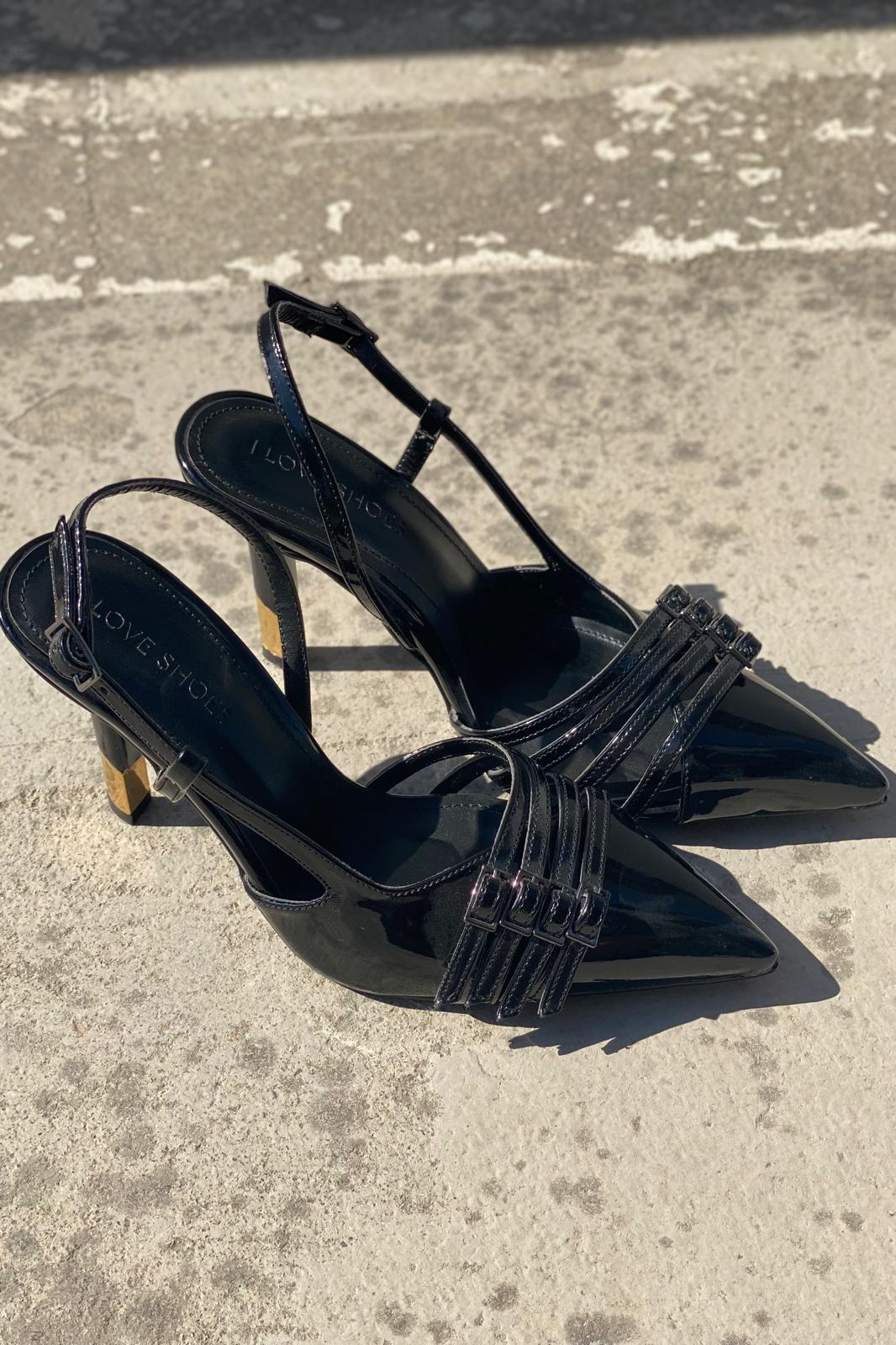 Vinnor Rugan Siyah Toka Detaylı Stiletto - ILOVESHOES