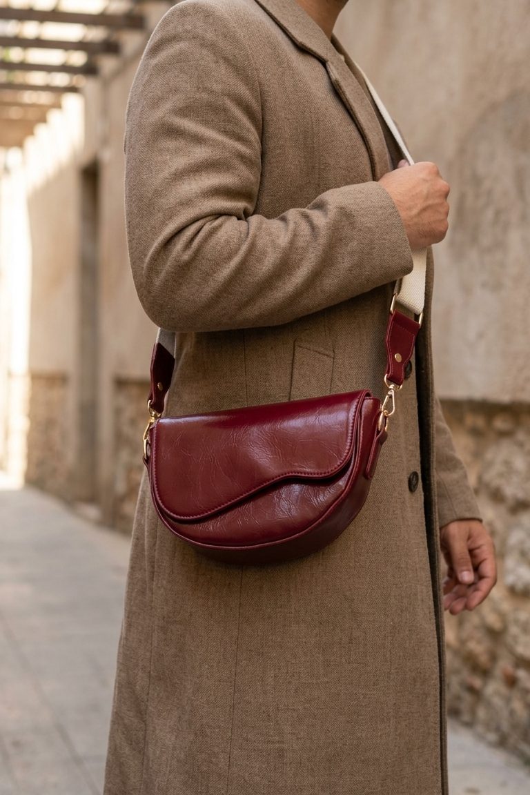 Serna Bordo Mat Deri Kadın Kol Çantası - ILOVESHOES