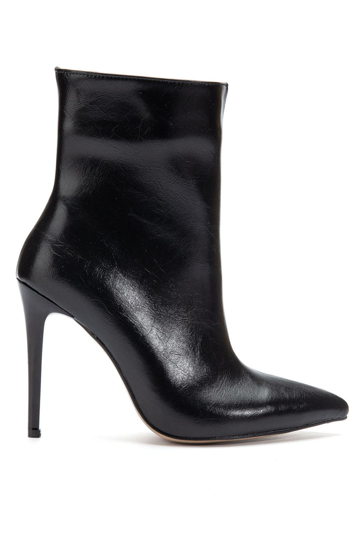 Ralofen Kadın Topuklu Bot Siyah Kırışık Rugan - ILOVESHOES