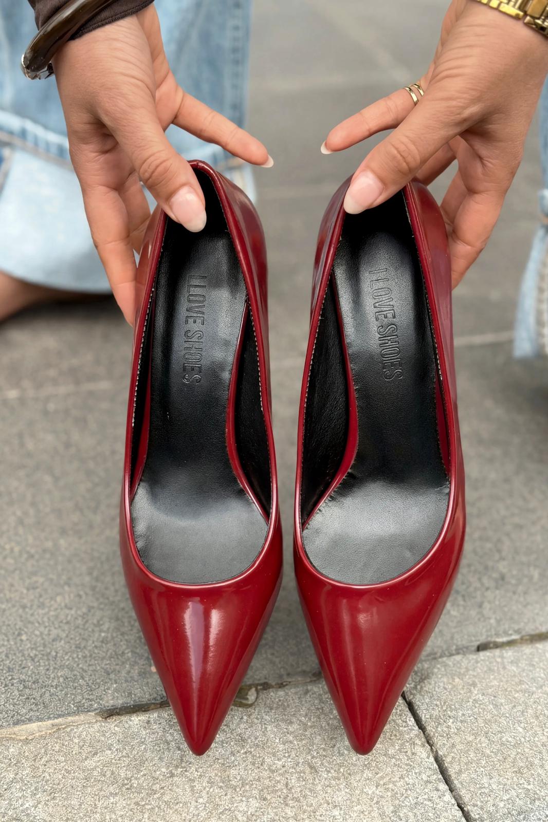 Delvion Bordo Rugan Kadın Stiletto - ILOVESHOES