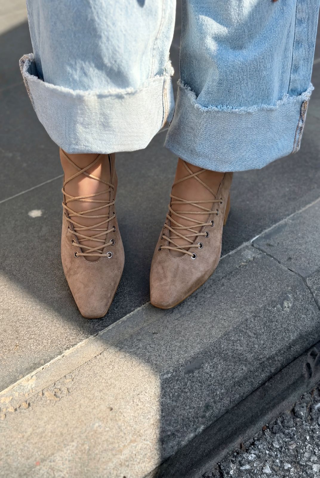 Yorella Topuklu Ayakkabı Camel Süet - ILOVESHOES