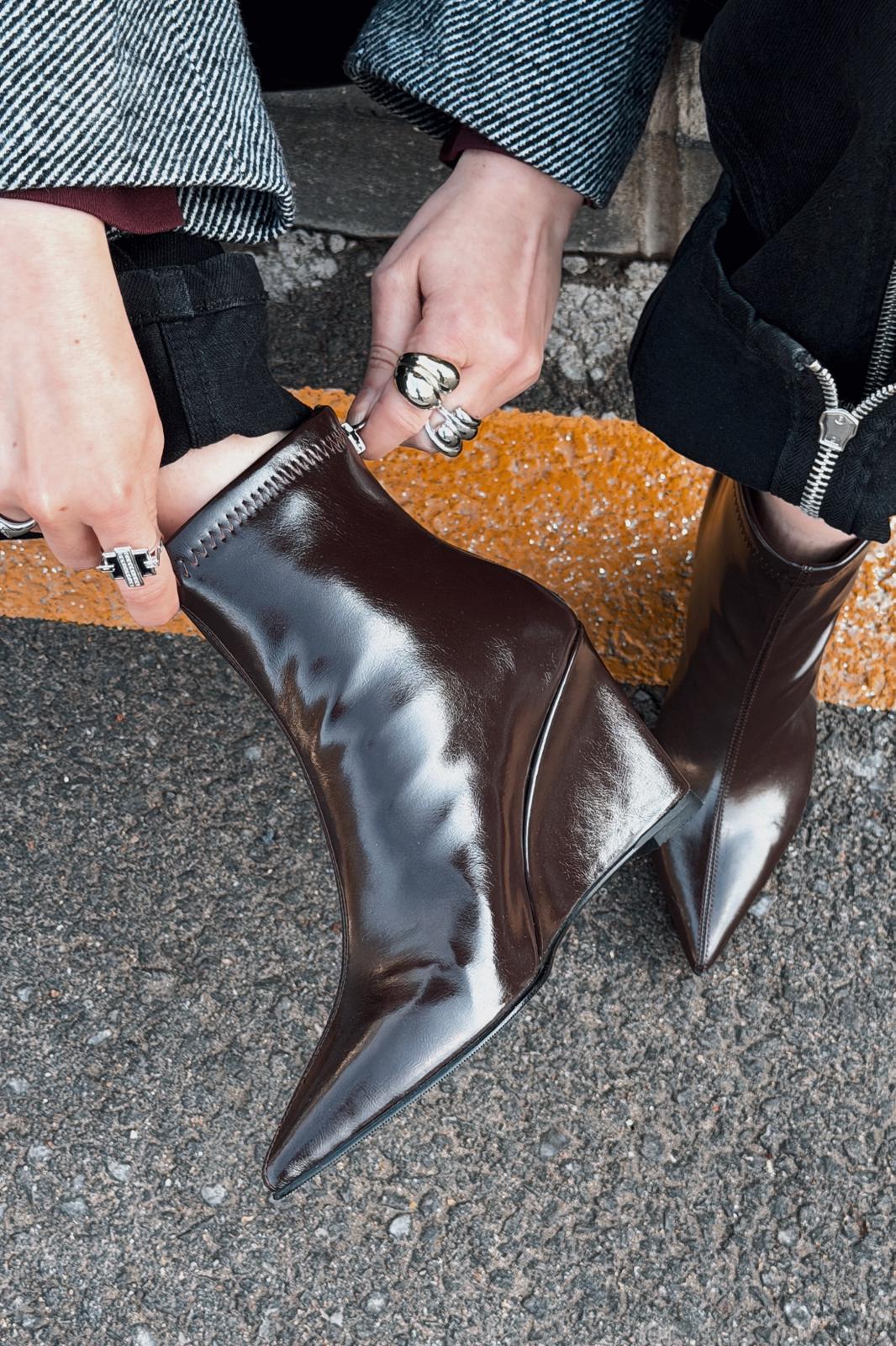 Valoti Kadın Dolgu Topuklu Bot Acıkahve Mat Deri - ILOVESHOES