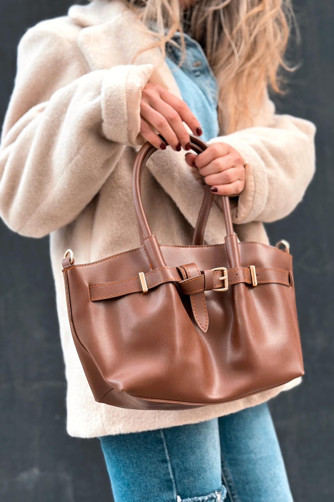 Avenor Omuz Çantası Taba Mat Deri - ILOVESHOES