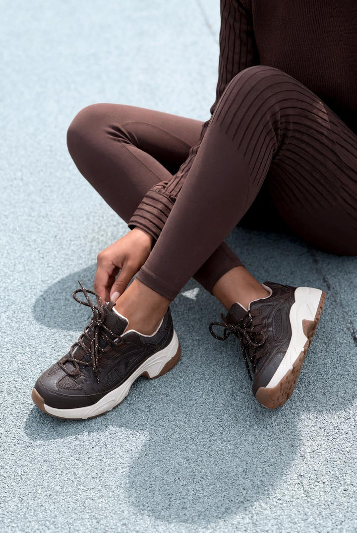 Norser Hakiki Deri Kadın Spor Ayakkabı Acıkahve - ILOVESHOES