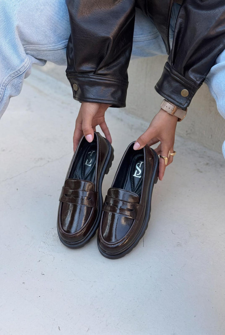 Kastrel Kasın Loafer Acıkahve Kırışık Rugan - ILOVESHOES