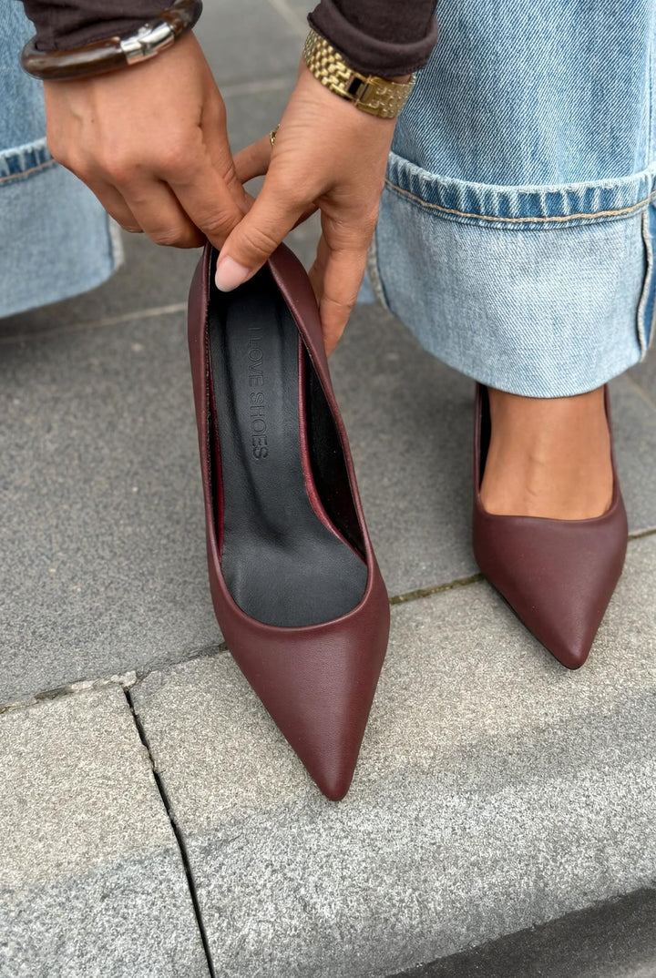 Delvion Bordo Mat Deri Kadın Stiletto - ILOVESHOES
