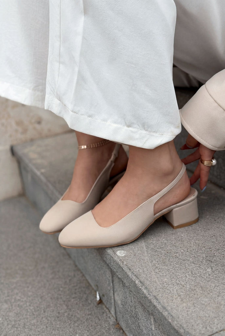 Solen Bej Saten Kadın Mary Jane - ILOVESHOES