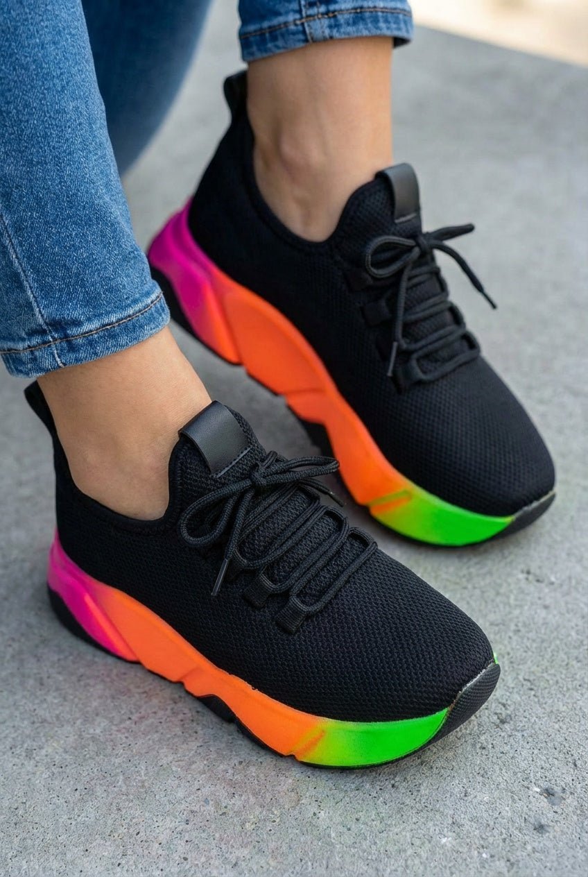 Calen File Siyah Renkli Taban Kadın Spor Ayakkabı - ILOVESHOES