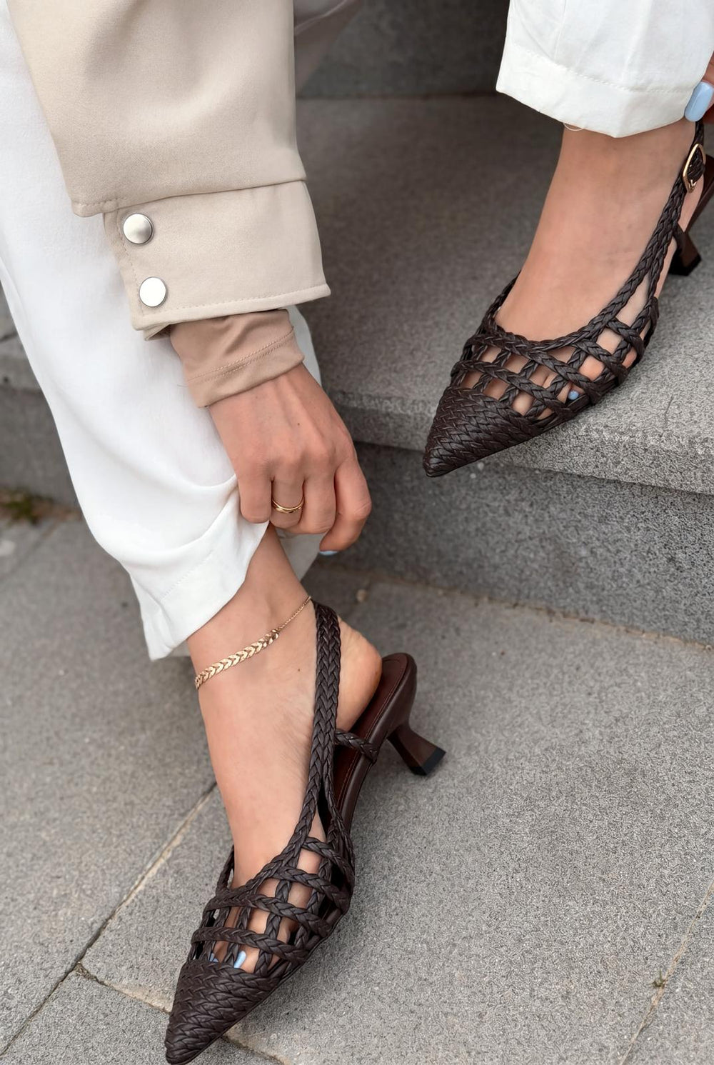 Zelya Acıkahve Mat Deri Kadın Topuklu Ayakkabı - ILOVESHOES