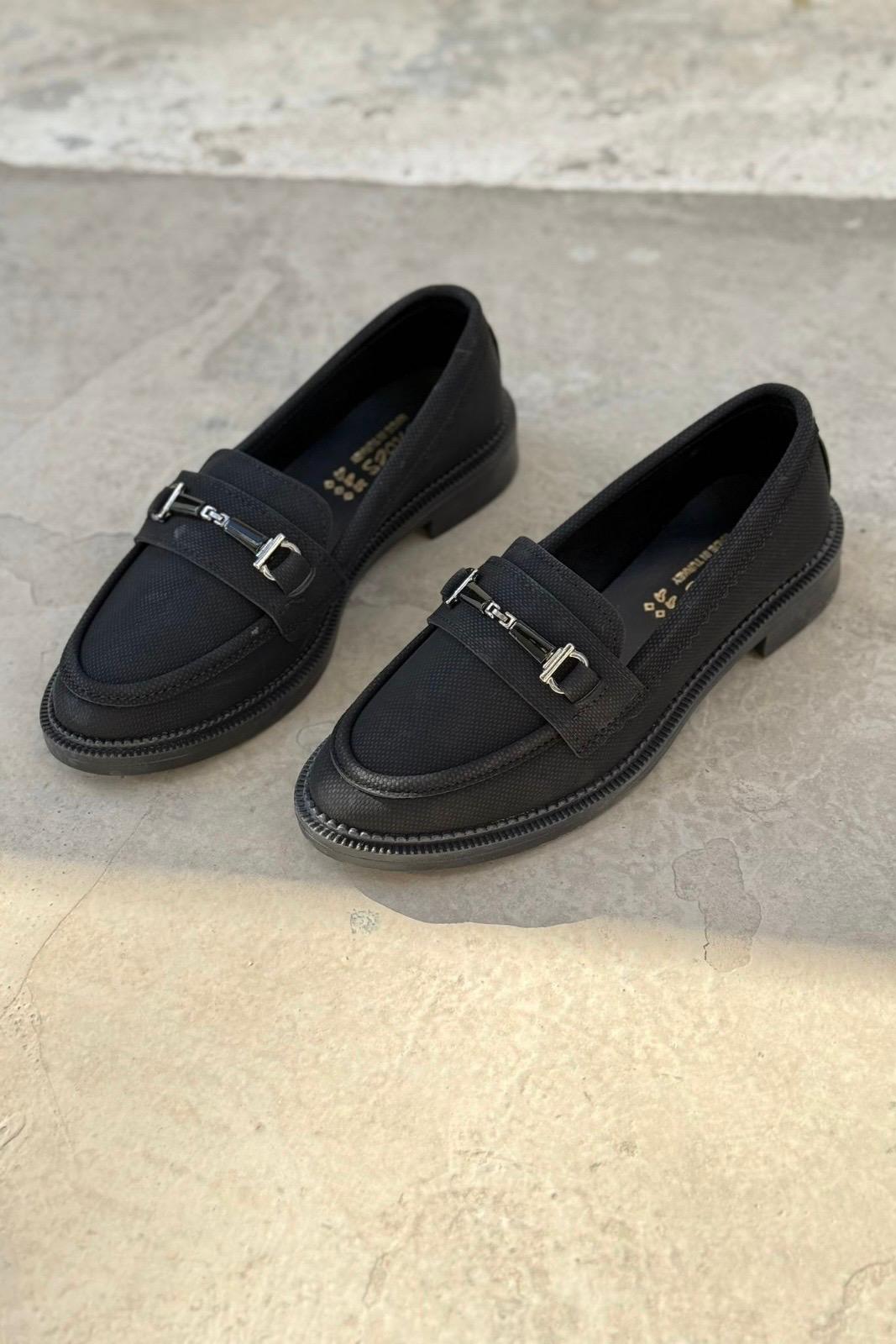 Torja Nubuk Siyah Kadın Loafer - ILOVESHOES