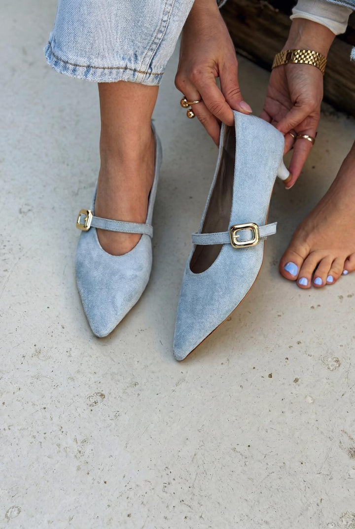 Karden Stiletto Bebek Mavisi Süet - ILOVESHOES