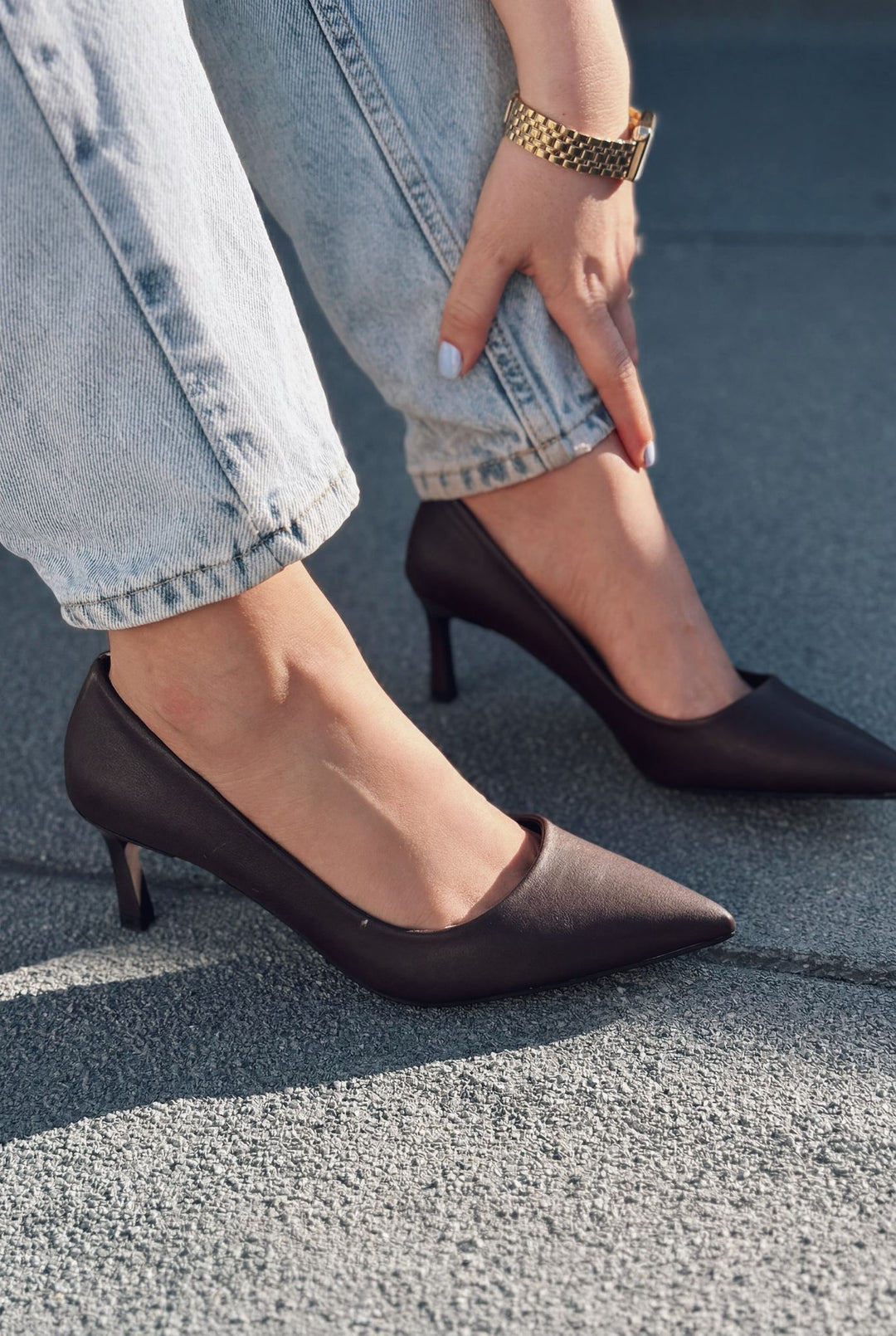 Delvion Acı Kahve Mat Deri Kadın Stiletto