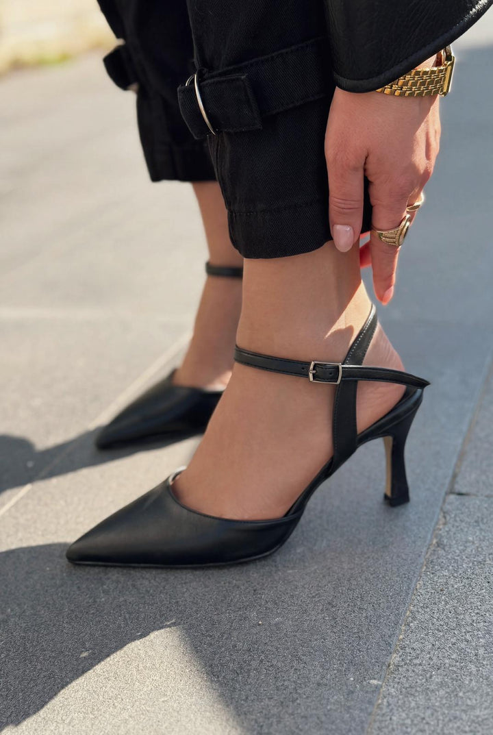 Beloria Stiletto Siyah Mat Deri - ILOVESHOES