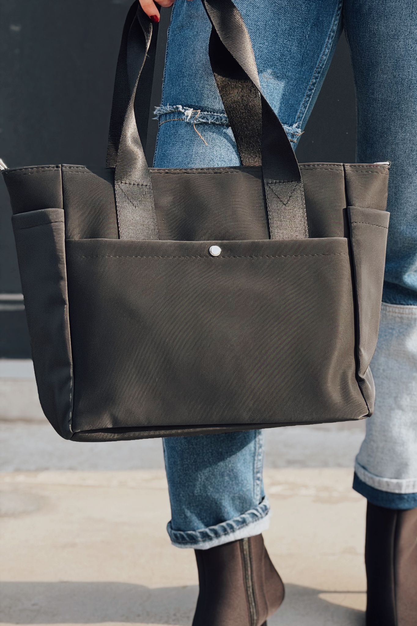 Esmera Omuz Çantası Siyah Mat Deri - ILOVESHOES