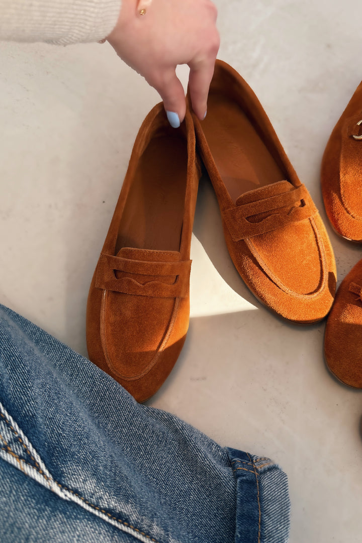 Lemor Hakiki Süet Kadın Loafer Taba