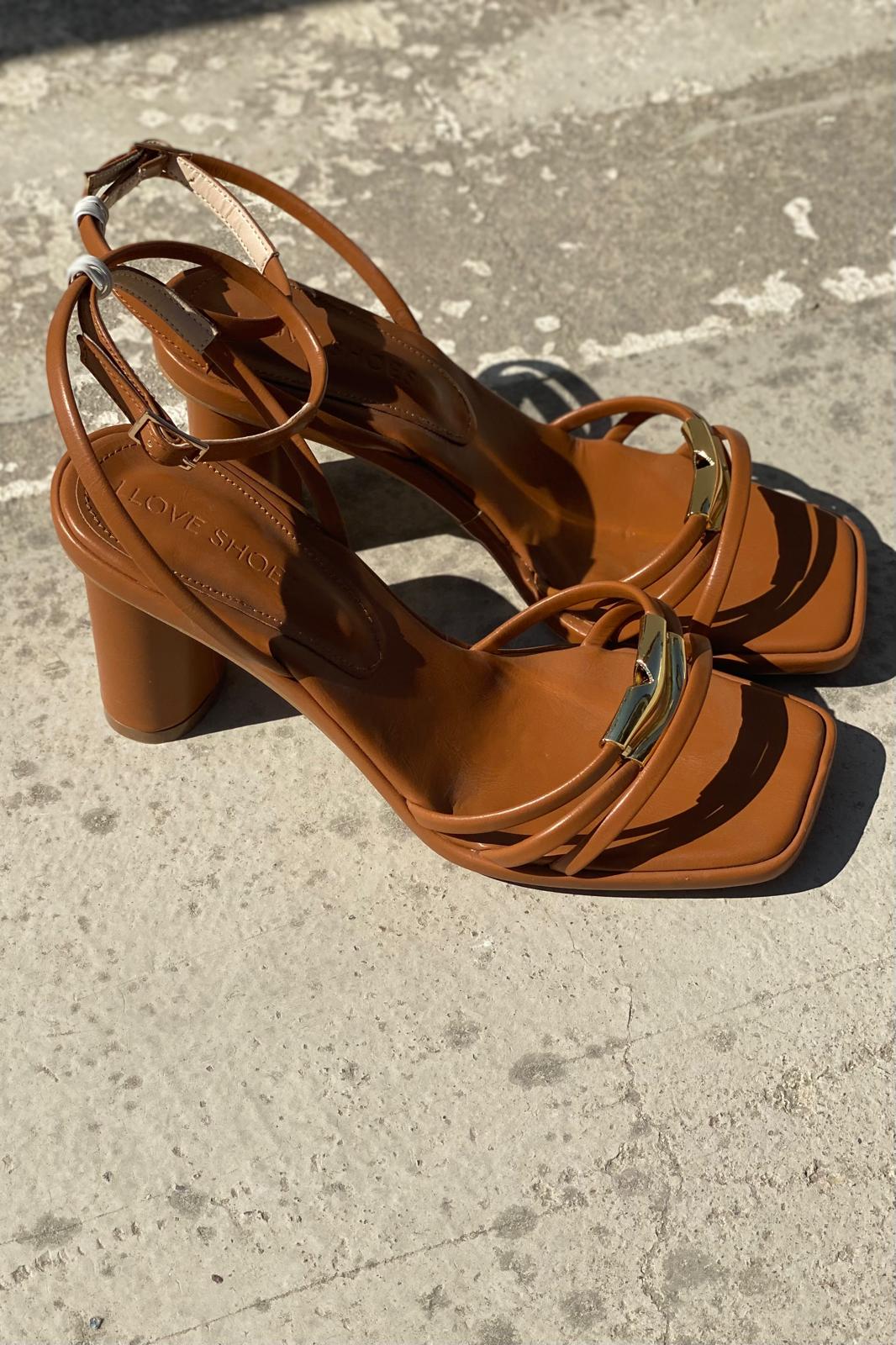 Volana Mat Deri Taba Topuklu Ayakkabı - ILOVESHOES