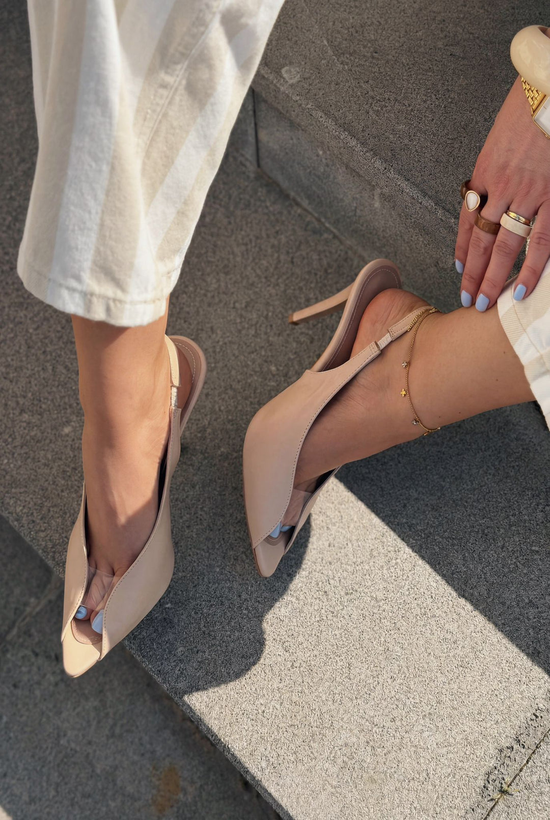 Marvello Nude Mat Deri Kadın Topuklu Sandalet - ILOVESHOES