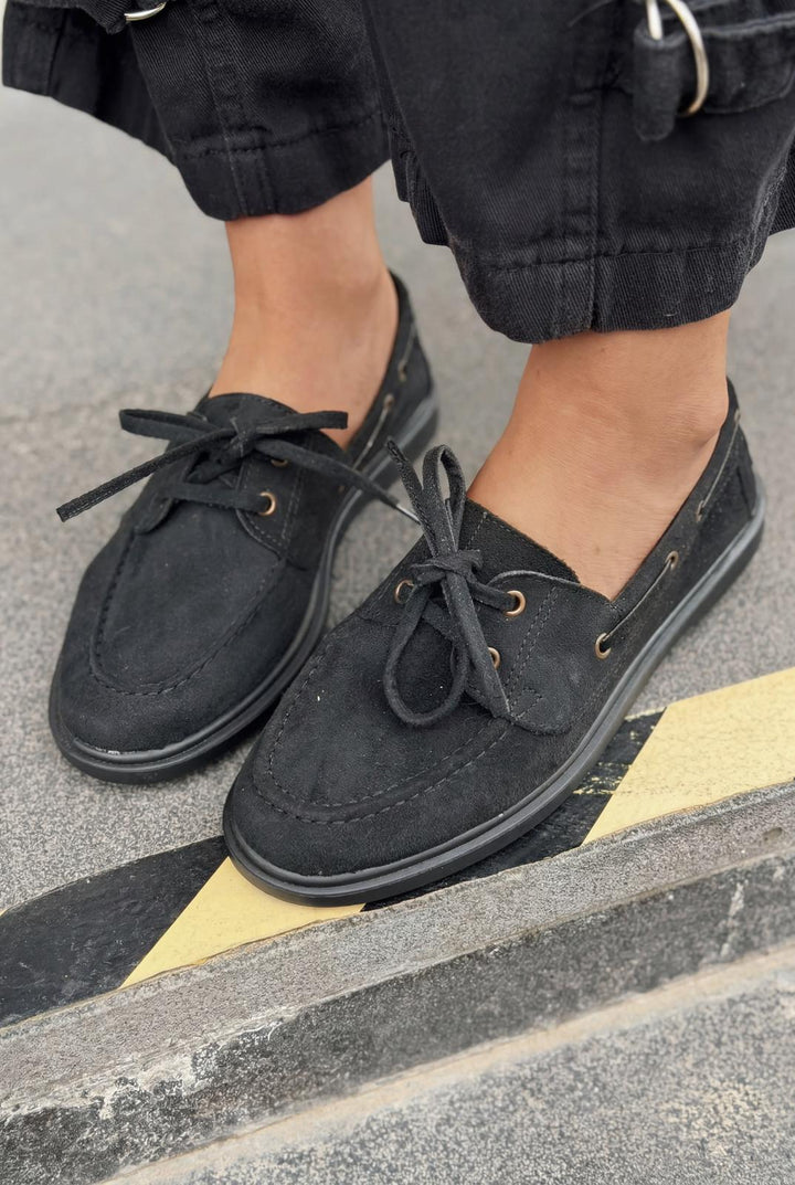 Morin Kadın Oxford Ayakkabı Siyah Süet - ILOVESHOES