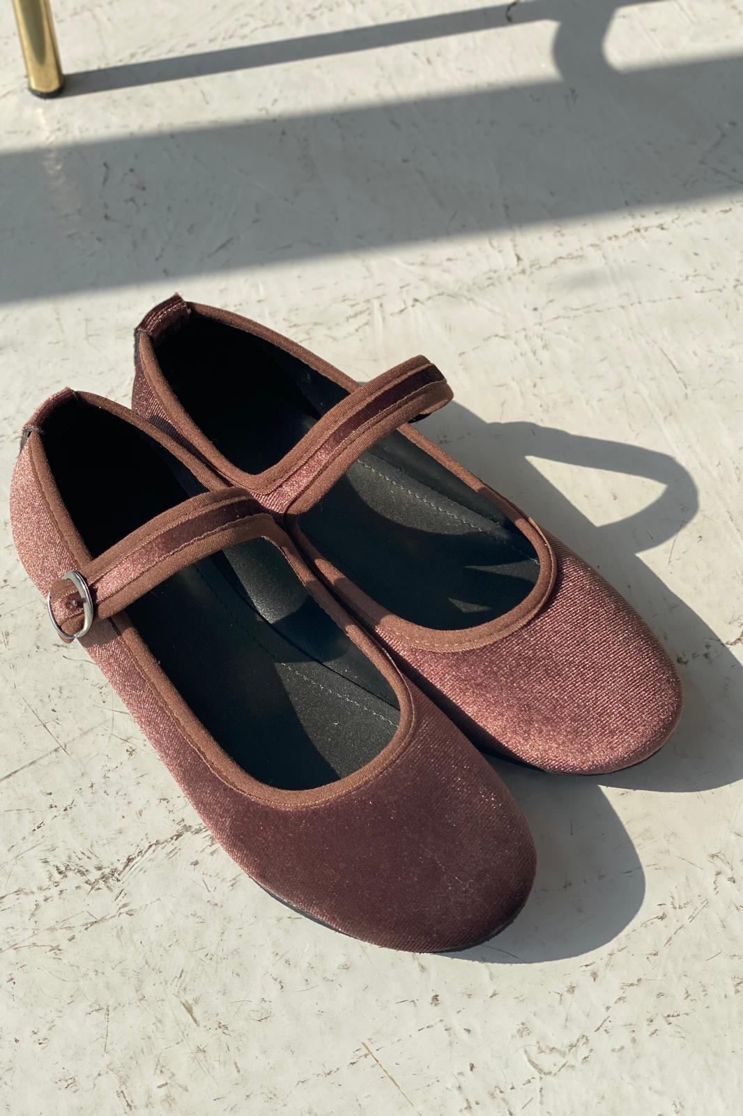 Vosinta Kadife Mary Jane Babet Acıkahve - ILOVESHOES