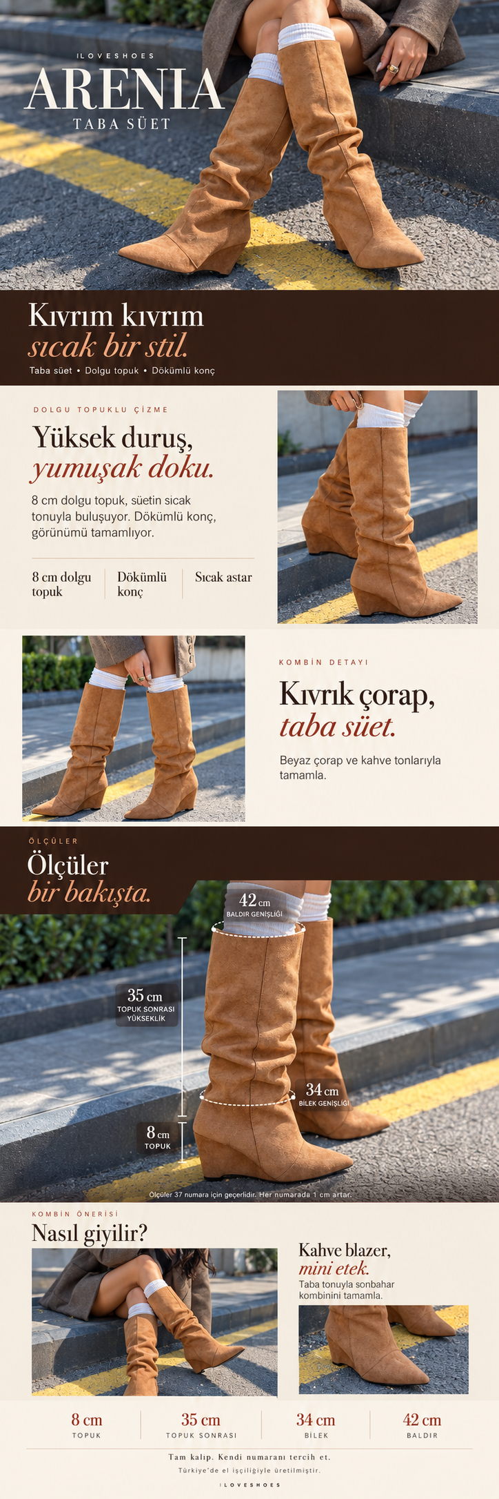 ILOVESHOES — Her adımda yanındayız. Hızlı kargo: Beden seçiminde hızlı kargo uyarısı gördüğün ürünler aynı gün kargoda. Yeniden üretiyoruz: Yoğun talep gören ürünleri üretim gücümüzle yeniden hazırlıyoruz. 22 ülkeye ulaşıyoruz: Ürünlerimizi dünyanın 22 ülkesine gönderiyoruz.
