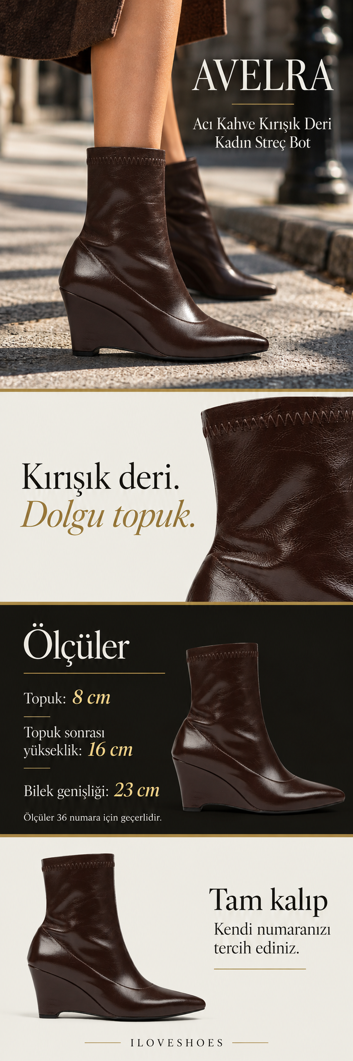 ILOVESHOES — Her adımda yanındayız. Hızlı kargo: Beden seçiminde hızlı kargo uyarısı gördüğün ürünler aynı gün kargoda. Yeniden üretiyoruz: Yoğun talep gören ürünleri üretim gücümüzle yeniden hazırlıyoruz. 22 ülkeye ulaşıyoruz: Ürünlerimizi dünyanın 22 ülkesine gönderiyoruz.