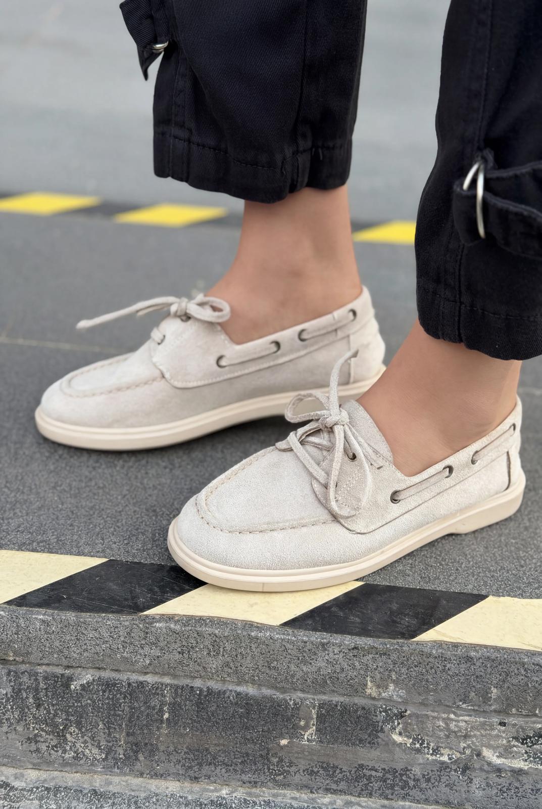 Morin Kadın Oxford Ayakkabı Bej Süet - ILOVESHOES