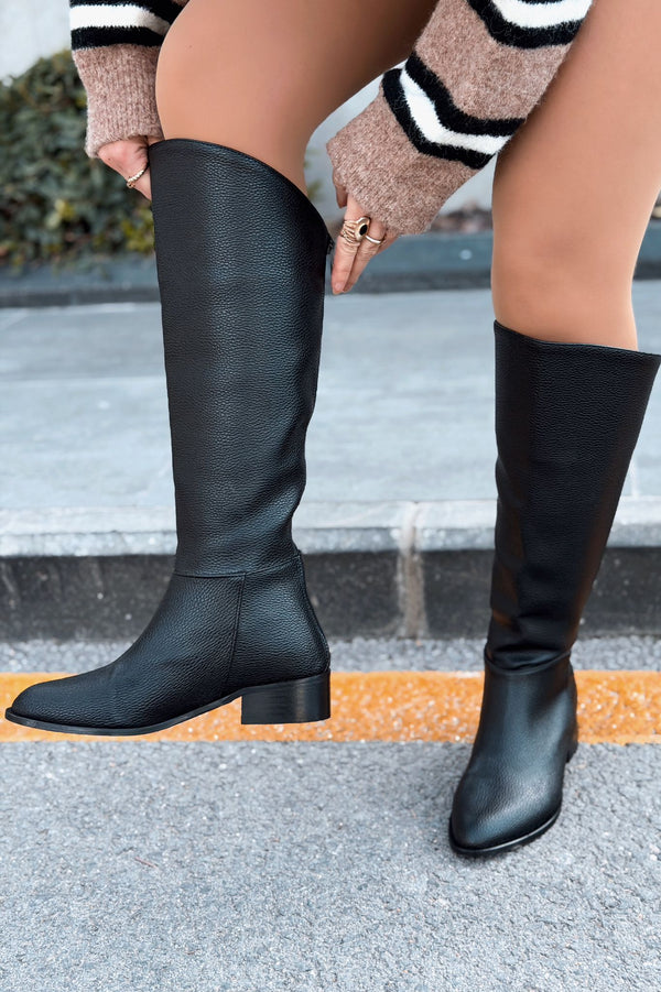 Roviles Kadın Çizme Siyah Mat Deri - ILOVESHOES