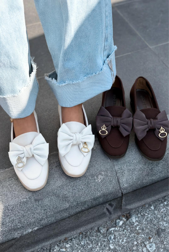 Norrada Kadın Loafer Bej Saten - ILOVESHOES