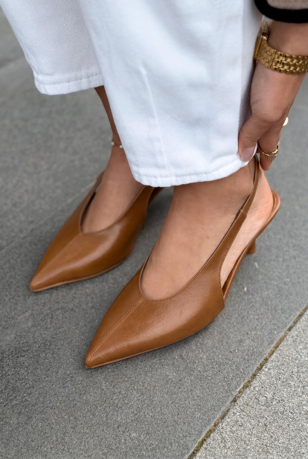 Navore Stiletto Taba Kırışık Deri - ILOVESHOES