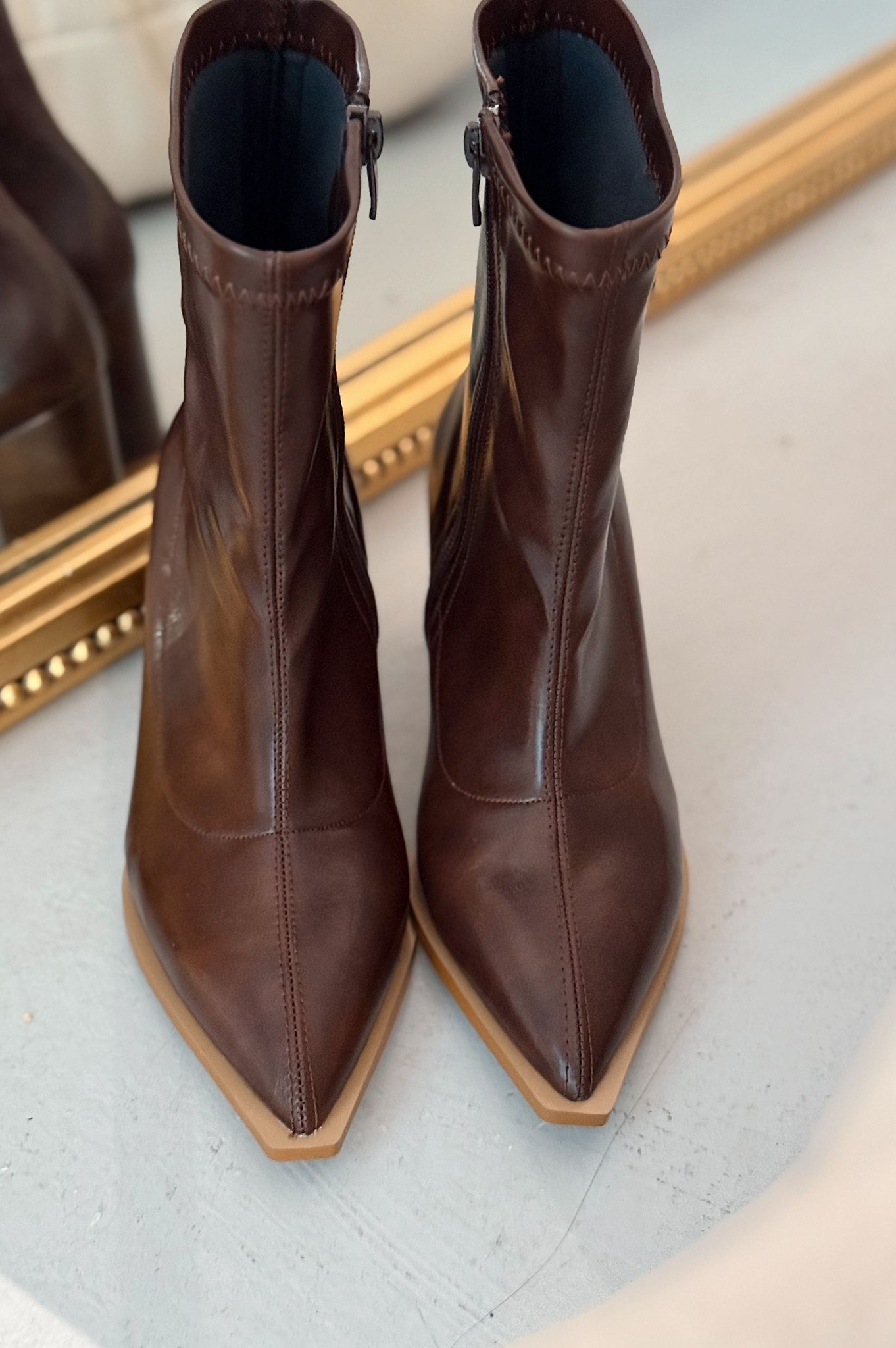 Selvora Streç Mat Deri Acı Kahve Kadın Bot - ILOVESHOES