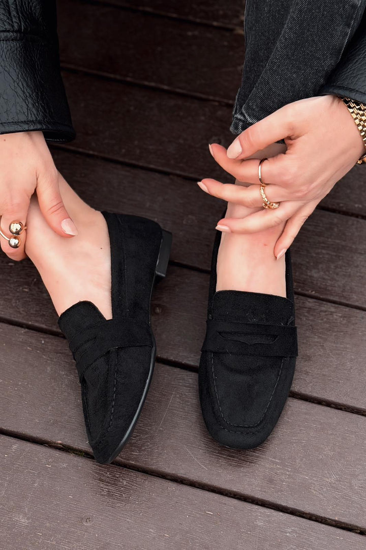 Orvino Siyah Süet Günlük Kadın Babet - ILOVESHOES